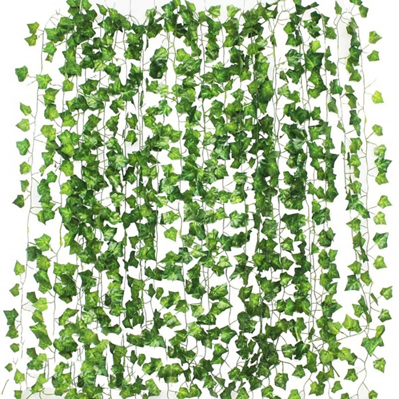 12pcs-2M-Ivy-green-Fake-Leaves-Garland-Plant-Vine-Foliage-Home-Decor-Plastic-Rattan-string-Wall